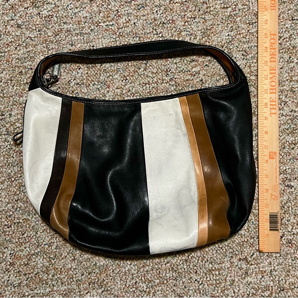 Coach Ergo Black, White, and Browns -Striped Hobo Bag